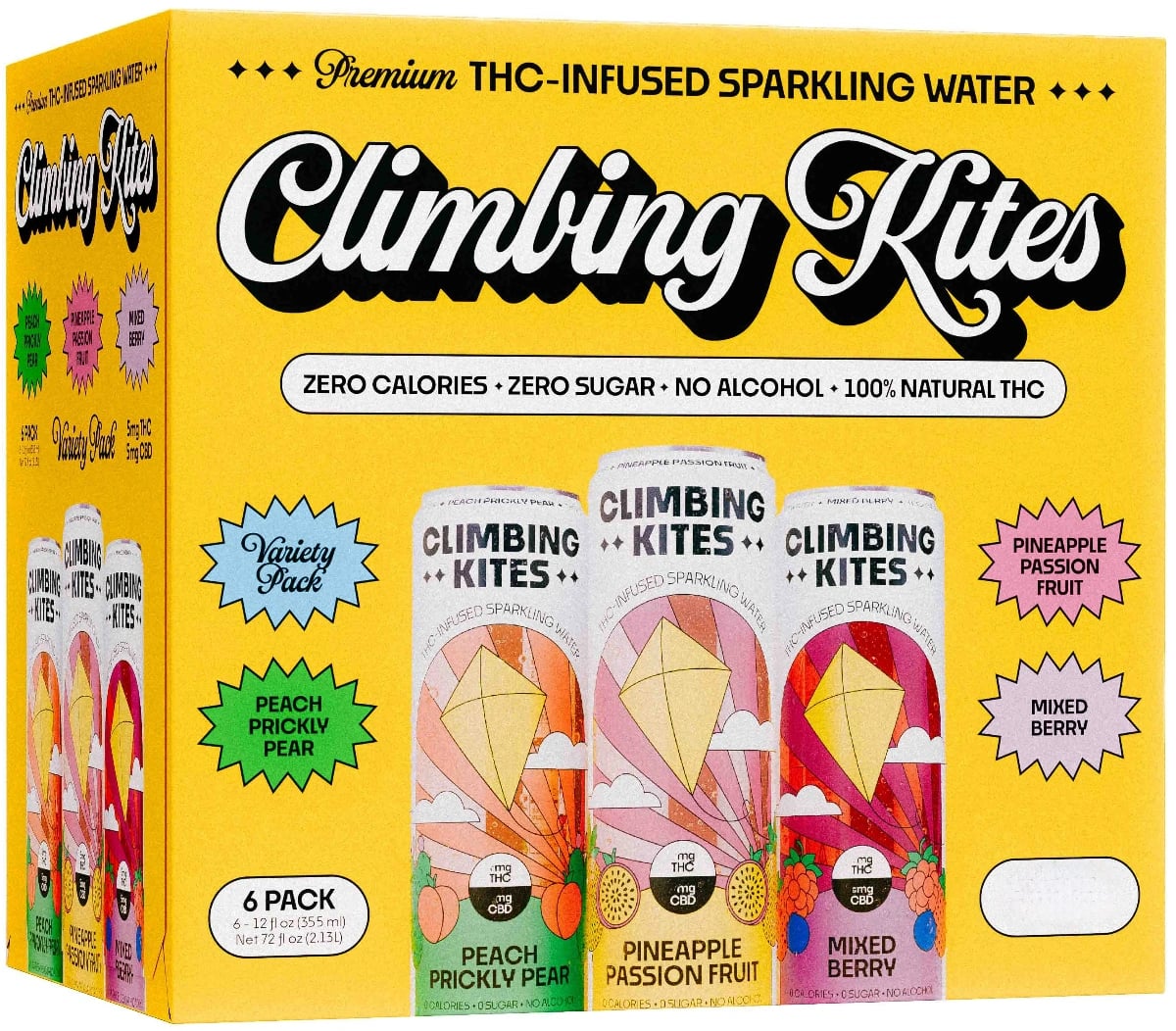 Climbing Kites - THC 10mg - Variety Pack - 6 Pack 12oz Can