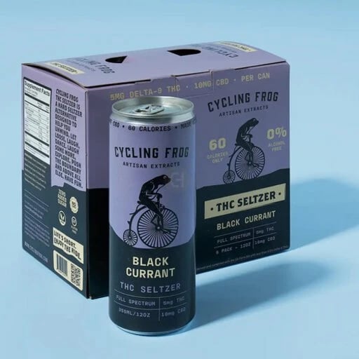 Cycling Frog - THC 5mg - Black Currant - 6 Pack 12oz Can
