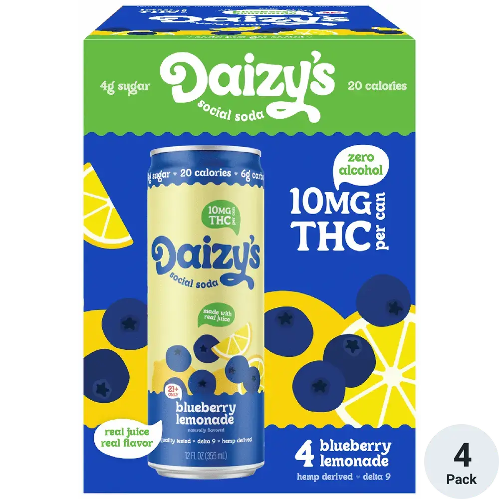 Daizy's - THC 10mg - Blueberry Lemonade - 4 Pack 12oz Can