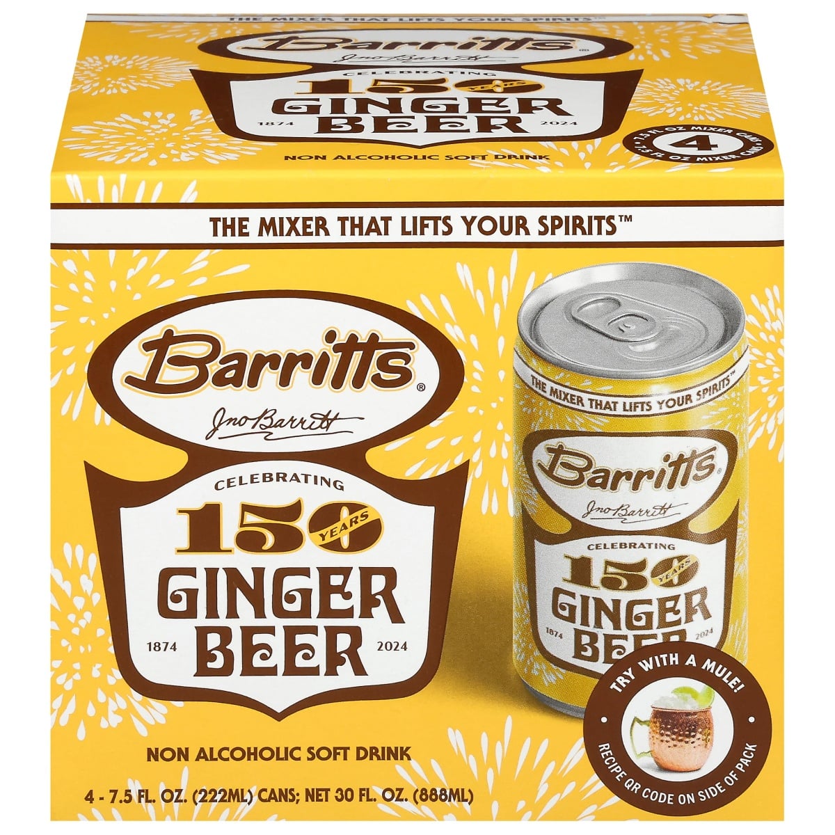 Barritt's - Ginger Beer - Original - 4 Pack 7.5oz Can