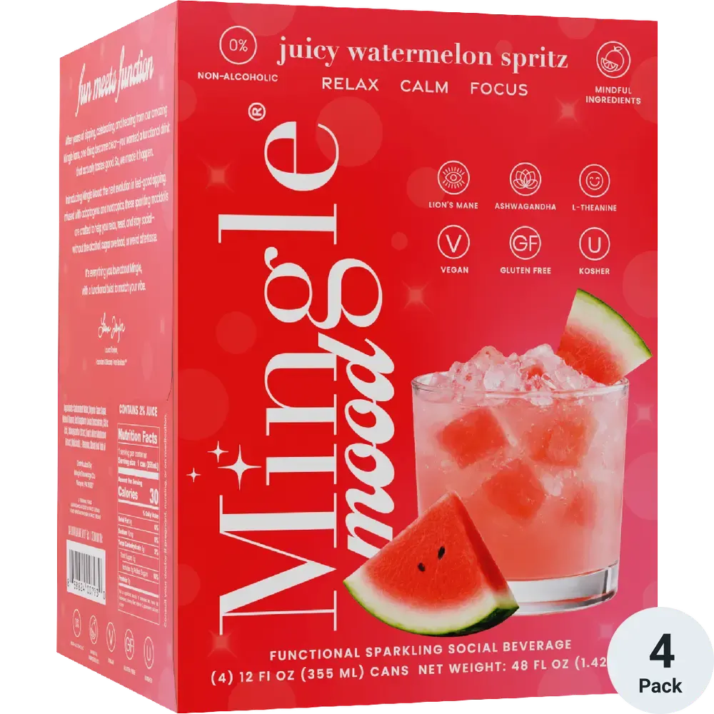 Mingle - N/A - Mood Watermelon Spritz - 4 Pack 12oz Can